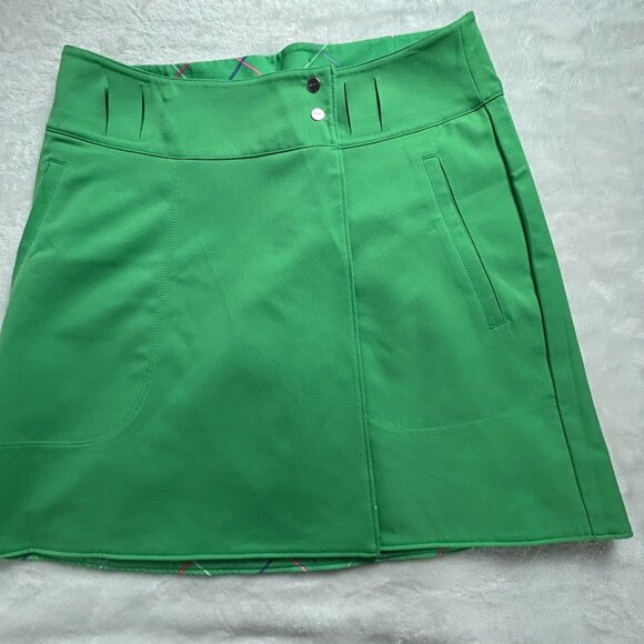 Nike Reversable Wrap Plaid Tennis Golf Skirt Green Pockets Size UK 4 Dri-Fit - Picture 3 of 10